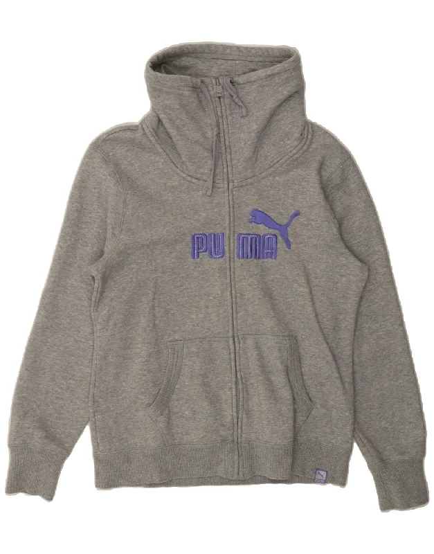 PUMA Womens Graphic Tracksuit Top Jacket UK 14 Large Grey Cotton Knit Fabric Woven Fabric Fleece Fabric PUMA Womens Graphic Tracksuit Top Jacket UK 14 Large Grey Cotton Knit Fabric Woven Fabric Fleece Fabric