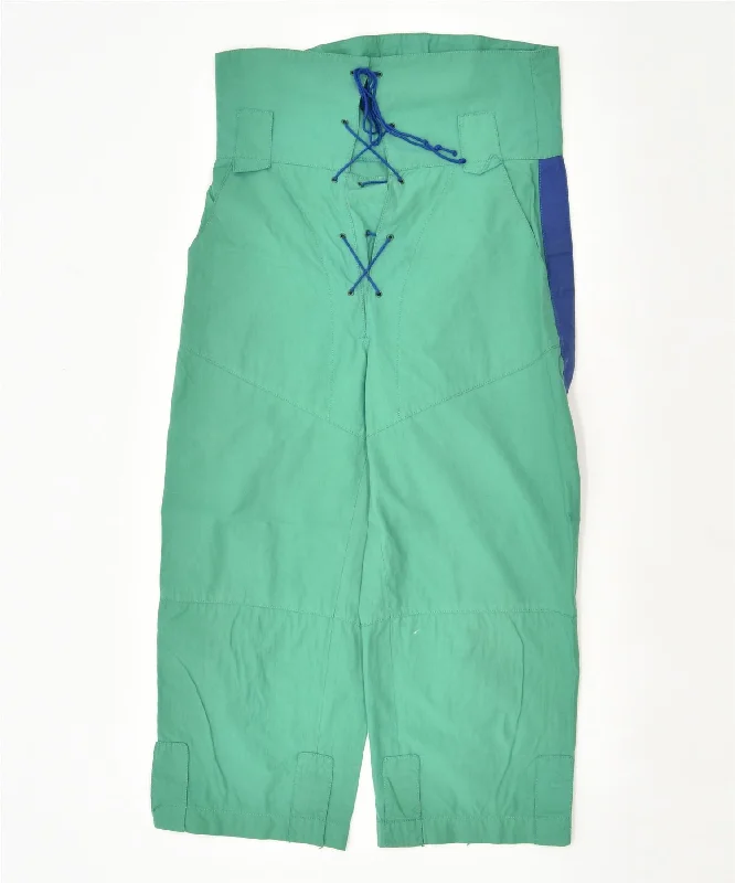CLAUDE MONTANA Womens High Waist Capri Trousers IT 38 XS W25 L20 Green Trousers Review Highly