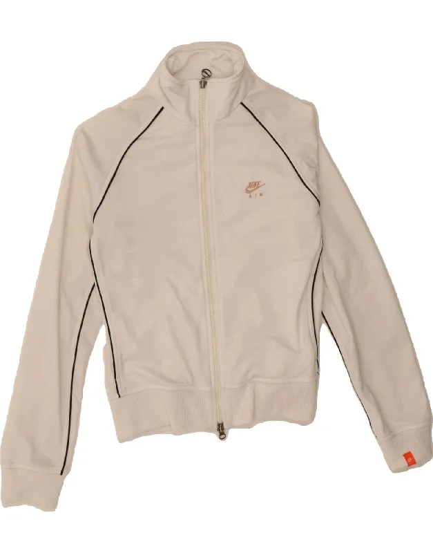 NIKE Womens Tracksuit Top Jacket UK 10/12 Medium White Polyester Striped Jacket Polka Dot Jacket Floral Jacket