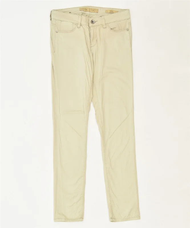 GUESS Womens Skinny Casual Trousers W30 L32 Beige Cotton Classic Trousers Custom Made