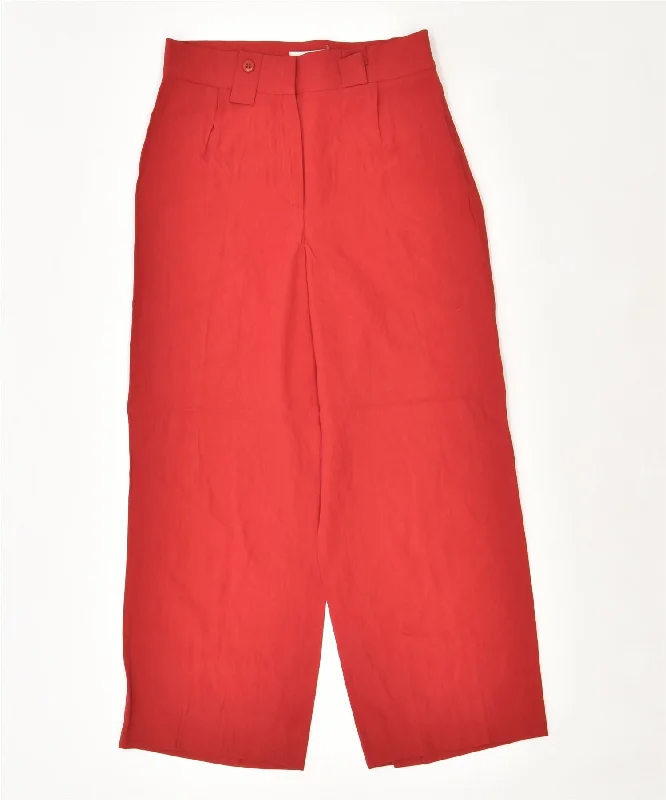 LIST Womens Crop Wide Leg Trousers IT 42 Small W28 L24 Red Trousers Office Stylish