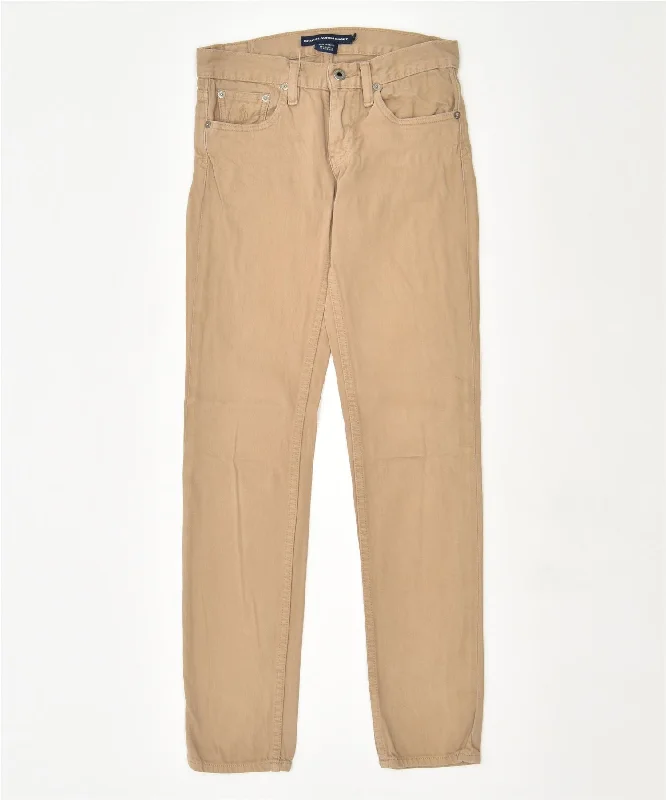 RALPH LAUREN Womens Slim Casual Trousers W26 L30 Brown Cotton Trousers Summer Linen