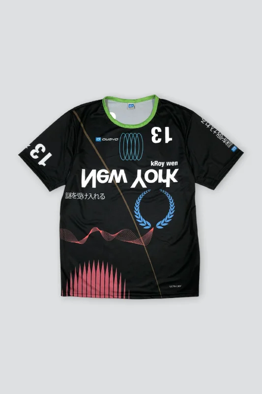 New York Logo Sonic Short Sleeve Jersey Linen Jersey Top