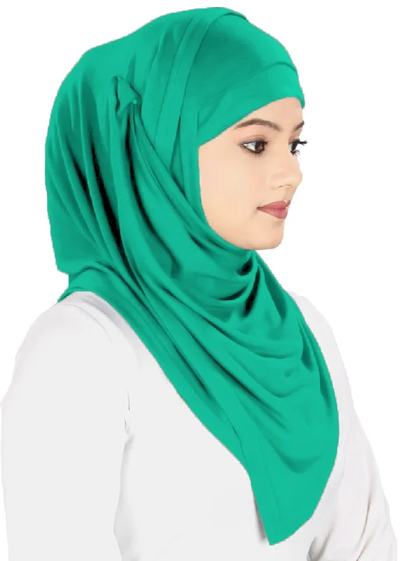 Two Piece Instant Aqua Green Viscose Jersey Hijab Silver Jersey Tee