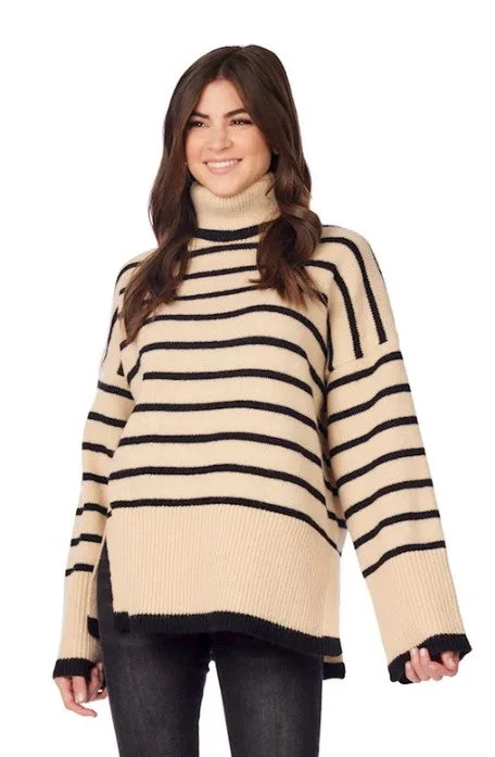 Dunn Striped Sweater Front Pockets Side Pockets Patch Pockets