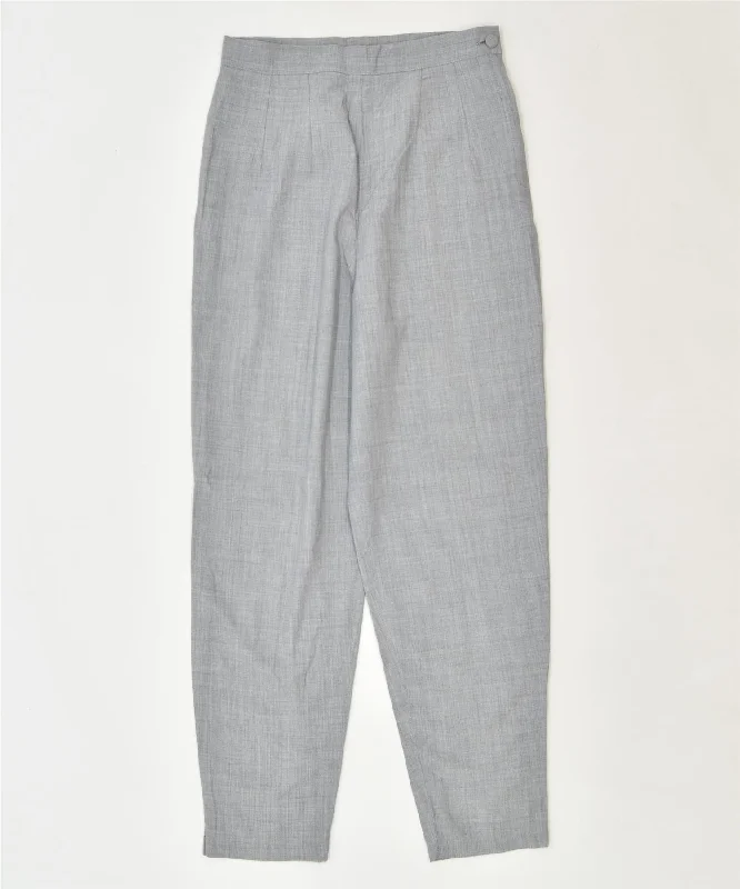 VINTAGE Womens Pegged Suit Trousers IT 44 Medium W28 L27 Grey Wool Classic Trousers Floral Bohemian