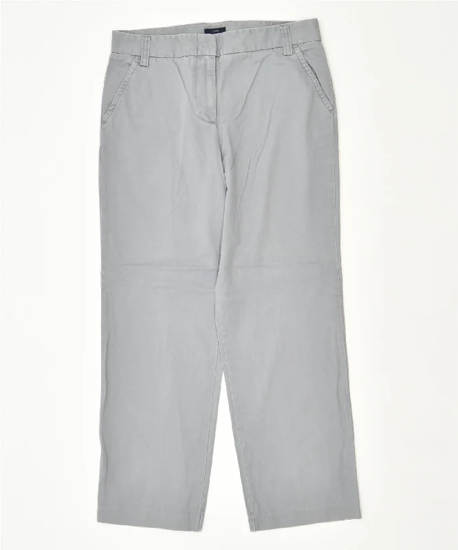 J. CREW Womens Straight Chino Trousers US 10 Large W32 L29 Grey Cotton Trousers Occasion Special