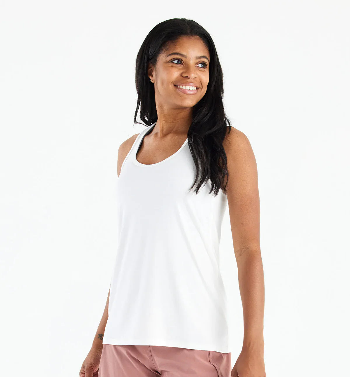 Free Fly Women's Bamboo Motion Racerback Tank in Bright White halter tank top