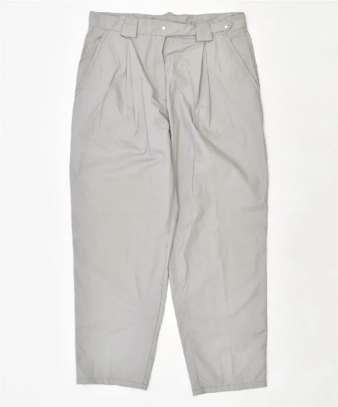 LADY FERRINIO Womens Slim Chino Trousers EU 44 Large W32 L28 Grey Trousers stylish elegant