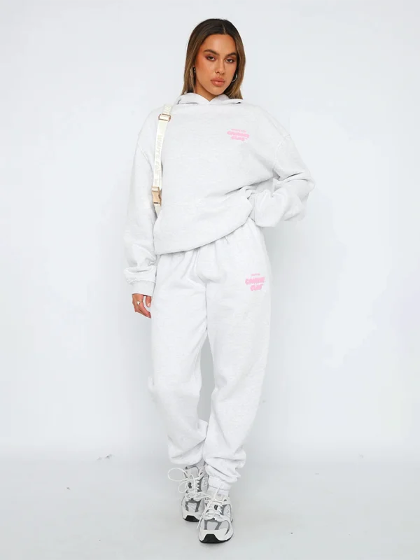 Fashion Sports Letter Print Long Sleeve Hooded Sweatshirt Two Piece Set Hoodie with Bell Sleeves Flared Feminine
