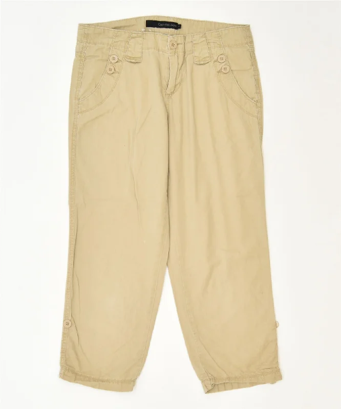 CALVIN KLEIN Womens Capri Chino Trousers US 4 Small W30 L24 Beige Trousers fashionable chic