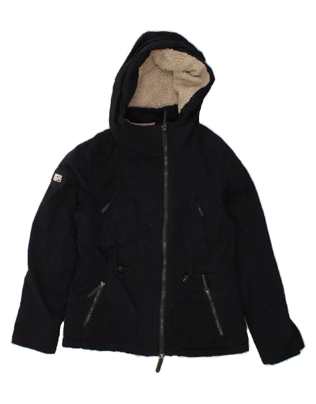 SUPERDRY Womens Windparka Hooded Windbreaker Jacket UK 14 Medium Navy Blue Trench Coat Raincoat Waterproof Jacket SUPERDRY Womens Windparka Hooded Windbreaker Jacket UK 14 Medium Navy Blue Trench Coat Raincoat Waterproof Jacket