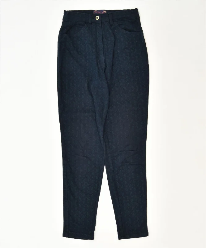 IBER Womens High Waist Slim Casual Trousers W28 L30 Navy Blue Cotton Trousers Favorite Customer