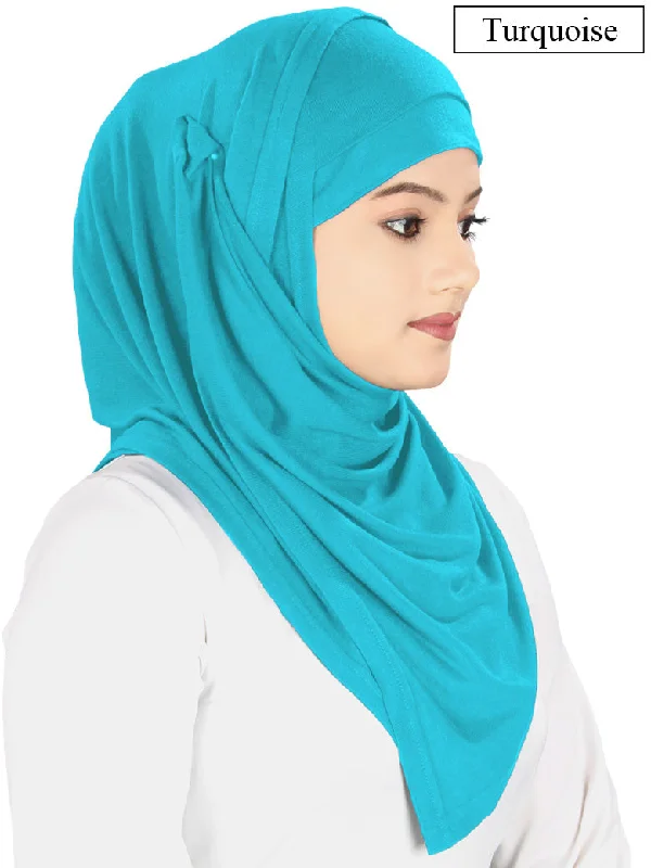 Two Piece Instant Turquoise Viscose Jersey Hijab Olive Green Jersey Tee