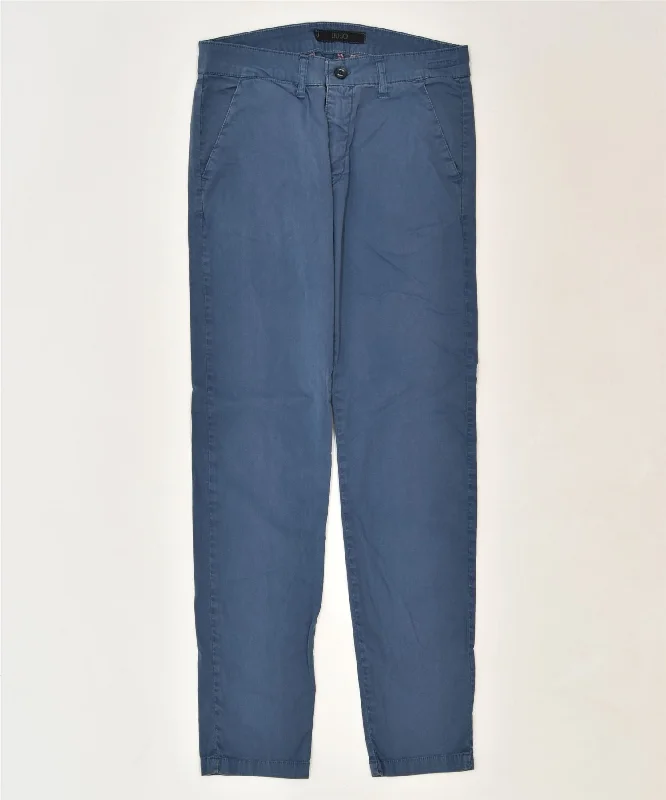 LIU JO Womens Slim Chino Trousers IT 46 Large W30 L31 Blue Cotton Classic Trousers Summer Linen