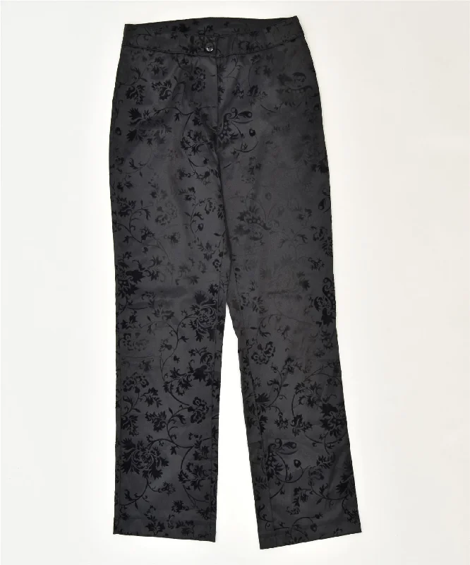 PHARD Womens Straight Suit Trousers UK 12 Medium W28 L29 Black Polyester Trousers stylish modern