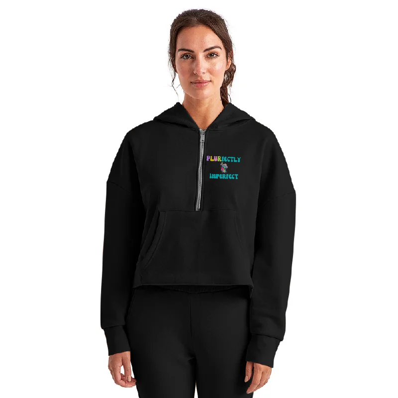 PLURfectly Imperfect Half Zip Cropped Hoodie Hoodie with Snap Buttons Easy Quick