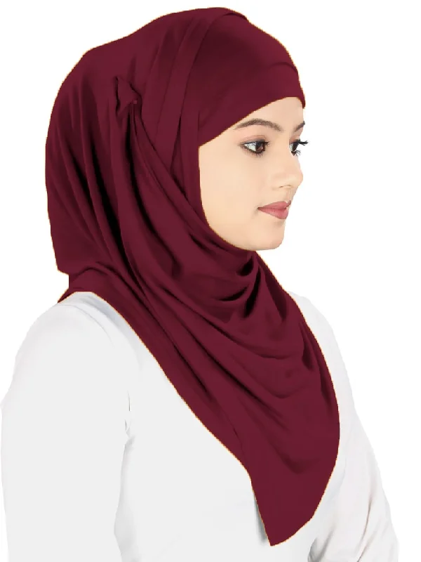 Two Piece Instant Maroon Viscose Jersey Hijab Hemp Jersey Tee