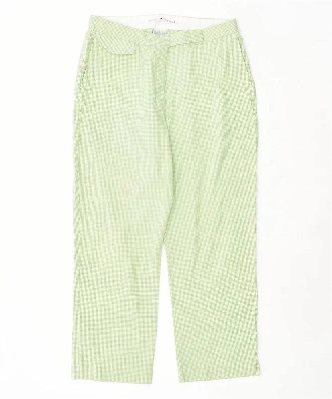 TOMMY HILFIGER Womens Wide Leg Chino Trousers US 8 Medium W30 L25 Green Trousers Cargo Utility