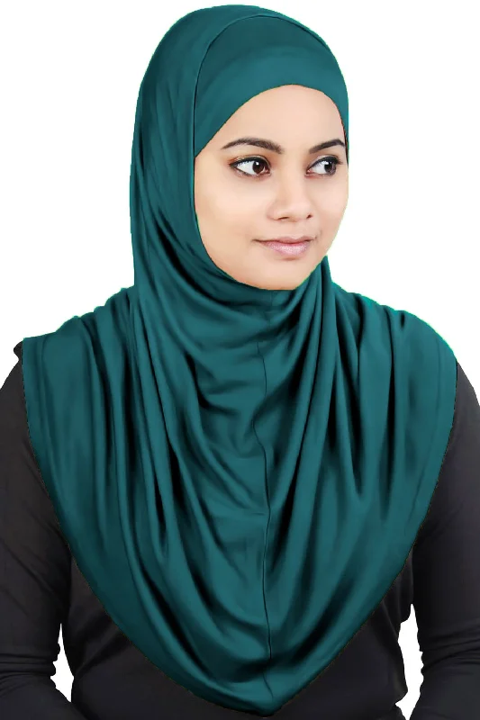 Two Piece Al-Amira Teal Viscose Jersey Hijab Minimalist Jersey Tee