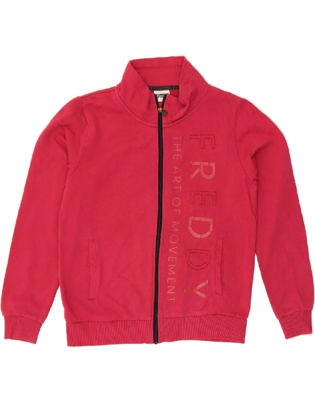 FREDDY Womens Graphic Tracksuit Top Jacket UK 10 Small Red Cotton Knit Jacket Woven Jacket Fleece Jacket FREDDY Womens Graphic Tracksuit Top Jacket UK 10 Small Red Cotton Knit Jacket Woven Jacket Fleece Jacket