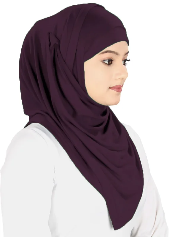 Two Piece Instant Dark Burgundy Viscose Jersey Hijab Warm Jersey Shirt