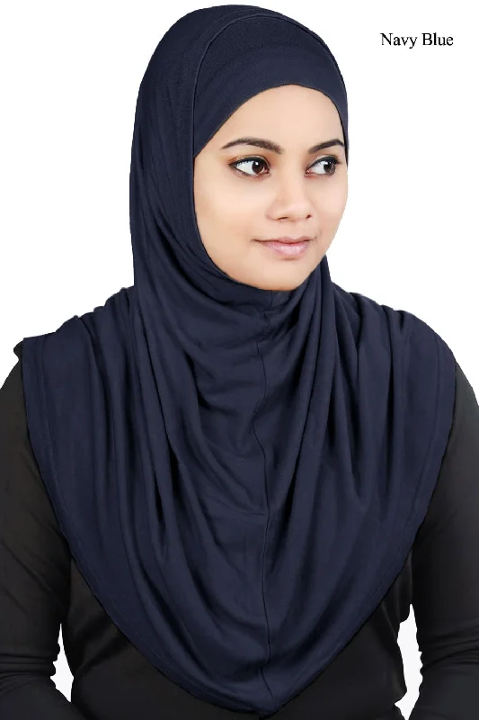 Two Piece Al-Amira Navy Blue Viscose Jersey Hijab Spring Jersey Blouse