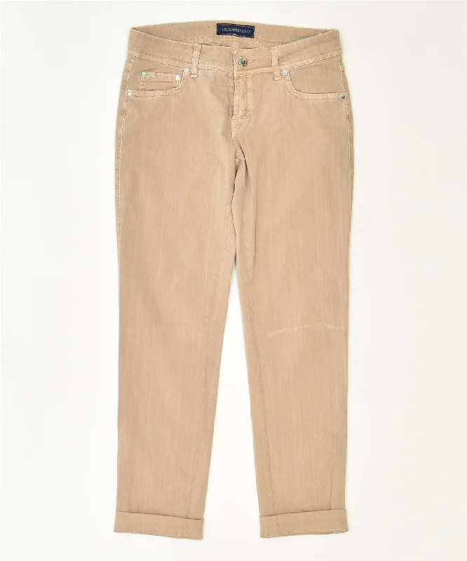 TRUSSARDI Womens Low Waist Slim Casual Trousers W29 L27 Beige Cotton Trousers Silk Elegant