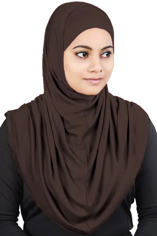 Two Piece Al-Amira Brown Viscose Jersey Hijab Branded Jersey Tee