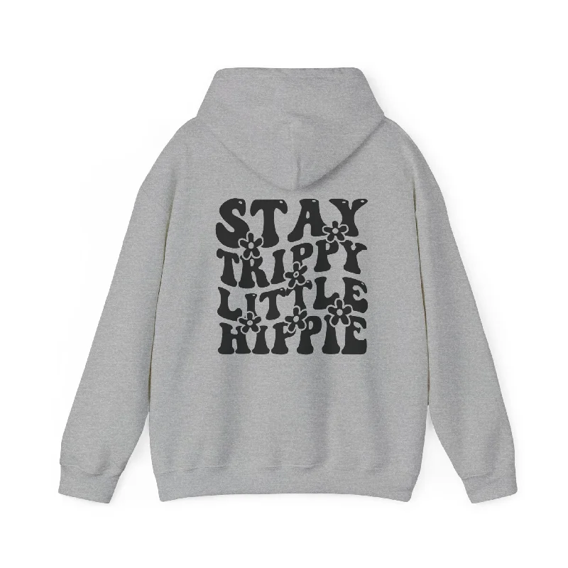 Trippy Hippie Slogan Winter Hoodie (Back Print) Hoodie with Zipper Placket Modern Functional