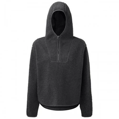TriDri Womens/Ladies Sherpa Fleece Quarter Zip Hoodie Hoodie with High-Low Hem Asymmetrical Trendy