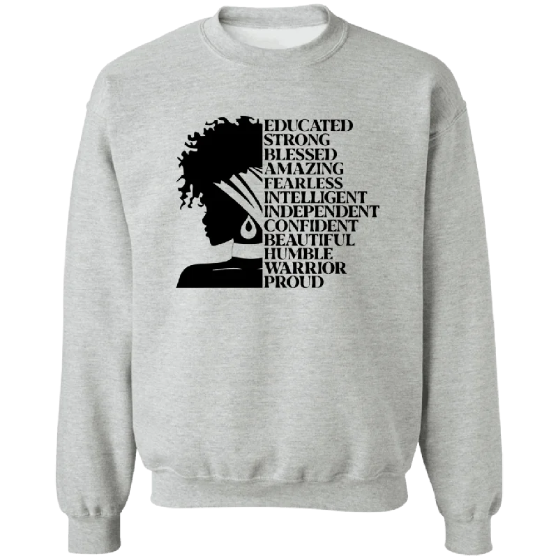 Educated Strong Ladies Crewneck Pullover Sweatshirt Hoodie with Emblem Brand Identity