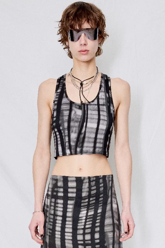 Jersey Bookcase Stripe Cropped Racer Back Vest Floral Jersey Blouse