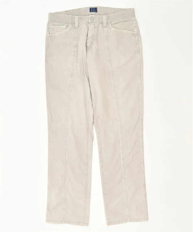 TRUSSARDI Womens Slim Casual Trousers W32 L32 Grey Cotton Classic Trousers Capri Summer