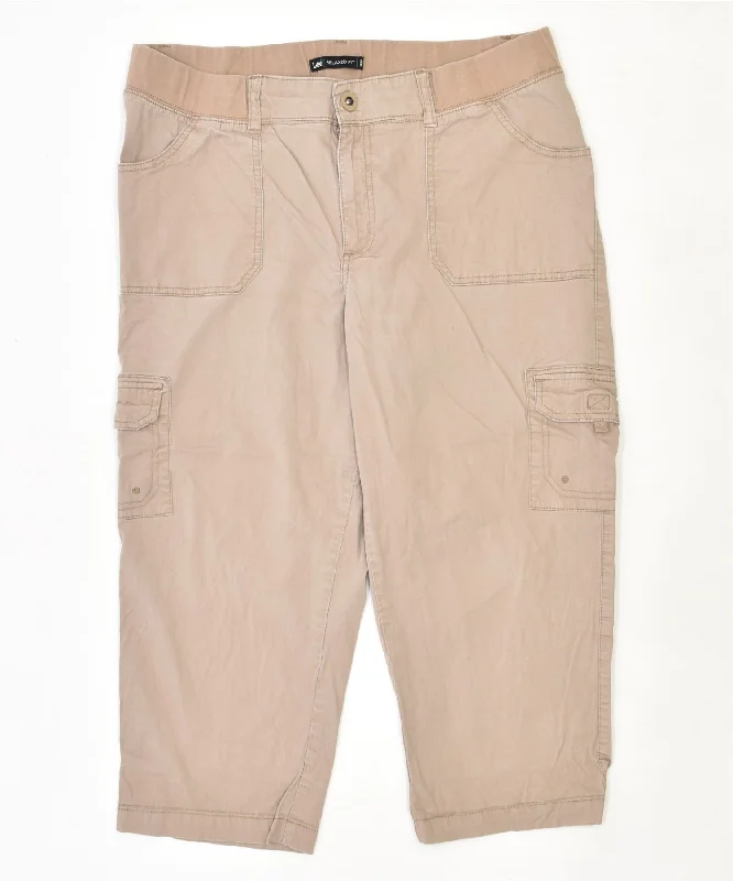 LEE Womens Relaxed Fit Cargo Capri Trousers W38 L21 Beige Chinos Cotton Straight Leg