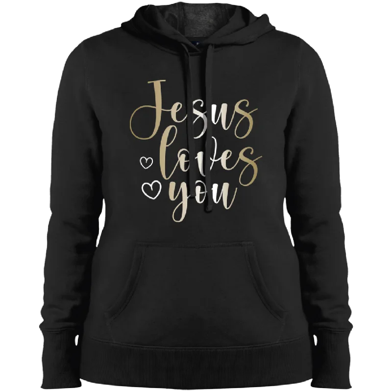 Jesus Loves You Ladies' Pullover Hooded Sweatshirt Hoodie with Hem Patch Decorative Personalized
