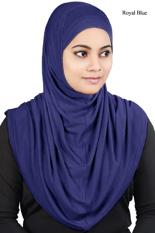 Two Piece Al-Amira Royal Blue Viscose Jersey Hijab Jet Black Jersey Tee