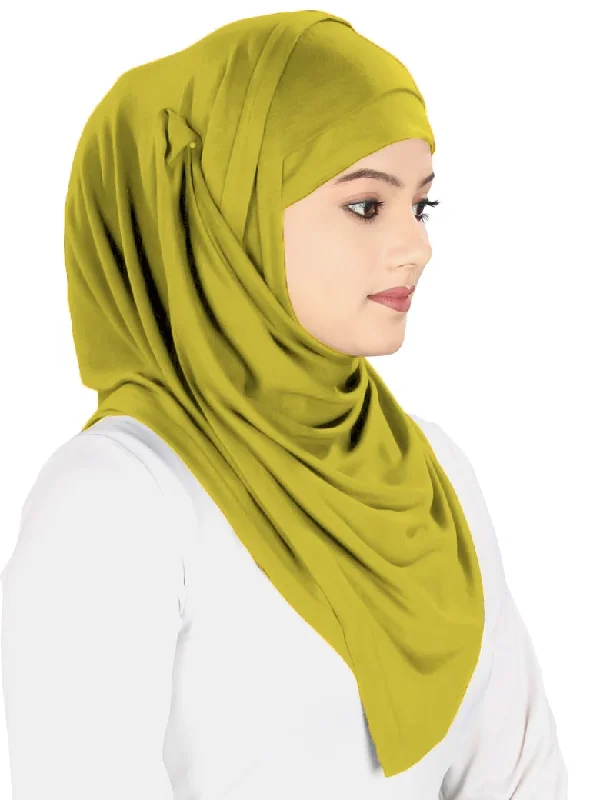 Two Piece Instant Mustard Green Viscose Jersey Hijab Cotton Jersey Tee
