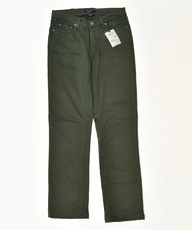 GANT Womens Carol Bootcut Casual Trousers W28 L34 Green Cotton Classic Trousers chic elegant