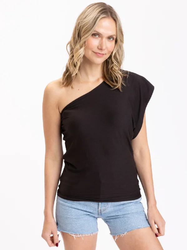 Shivani Luxe Jersey One-Shoulder Top Evening Jersey Tee