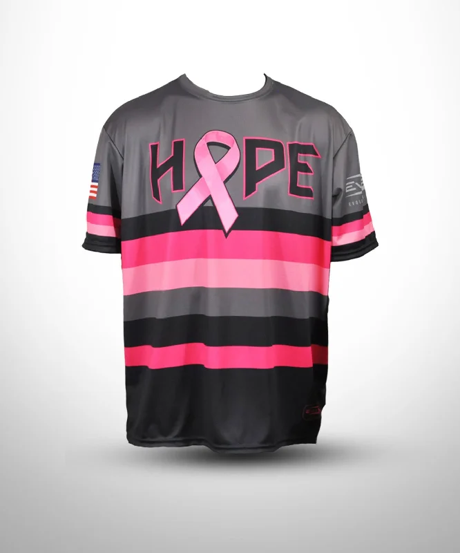 Evo9x HOPE Breast Cancer Awareness Striped Jersey Pink/Black Party Jersey Tee