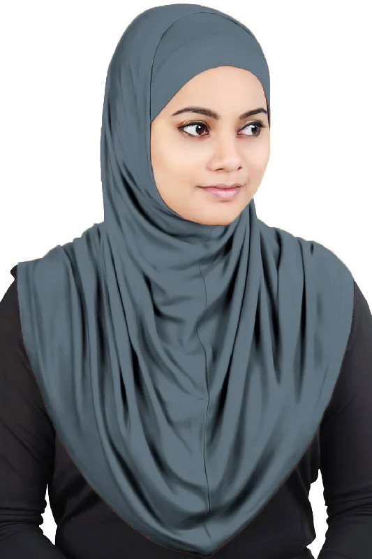 Two Piece Al-Amira Gun Metal Viscose Jersey Hijab Women's Jersey Top