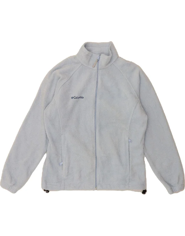 COLUMBIA Womens Fleece Jacket UK 16 Large Blue Polyester Tiered Jacket Buttoned Jacket Zippered Jacket