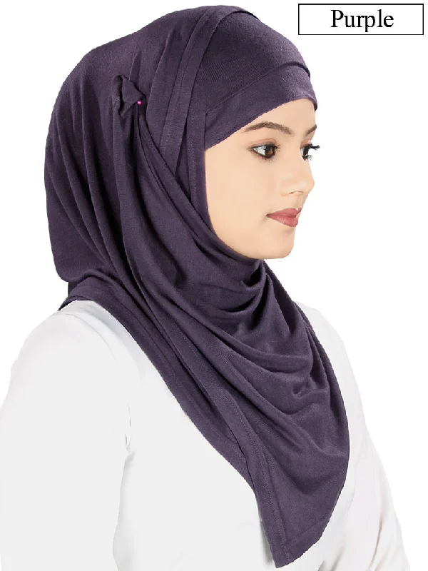 Two Piece Instant Purple Viscose Jersey Hijab Sustainable Jersey Tee