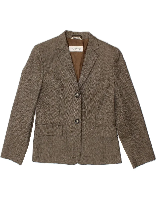 MAX MARA Womens 2 Button Blazer Jacket UK 8 Small Grey Herringbone Tailored Jacket Straight Jacket A-Line Jacket MAX MARA Womens 2 Button Blazer Jacket UK 8 Small Grey Herringbone Tailored Jacket Straight Jacket A-Line Jacket
