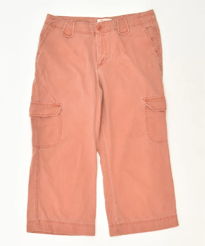LEE Womens Capri Cargo Trousers US 11/12 XL W34 L23 Orange Cotton Classic Trousers Cargo pockets