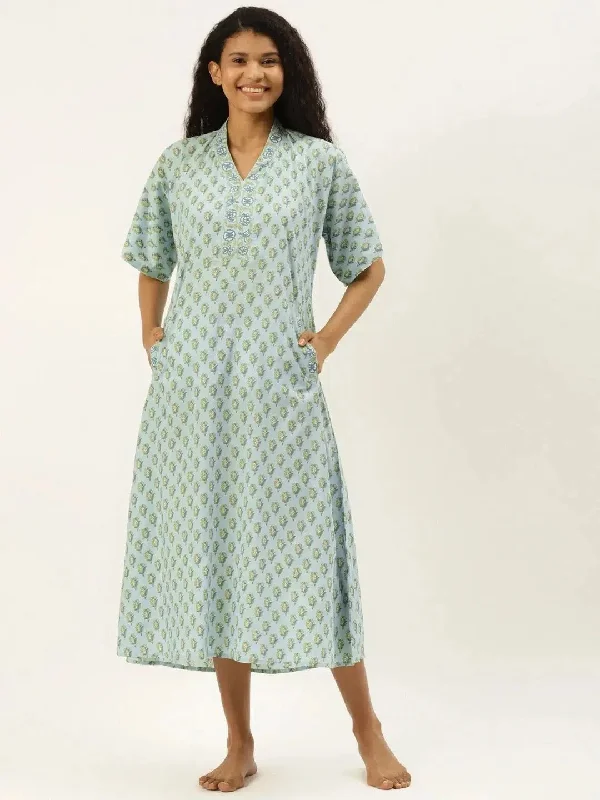 Kaftan Dress in Powder Blue Print Tunics Custom made
