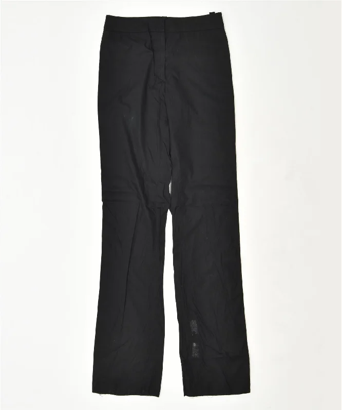 VINTAGE Womens Flare Chino Trousers W28 L36 Black Trousers stylish modern
