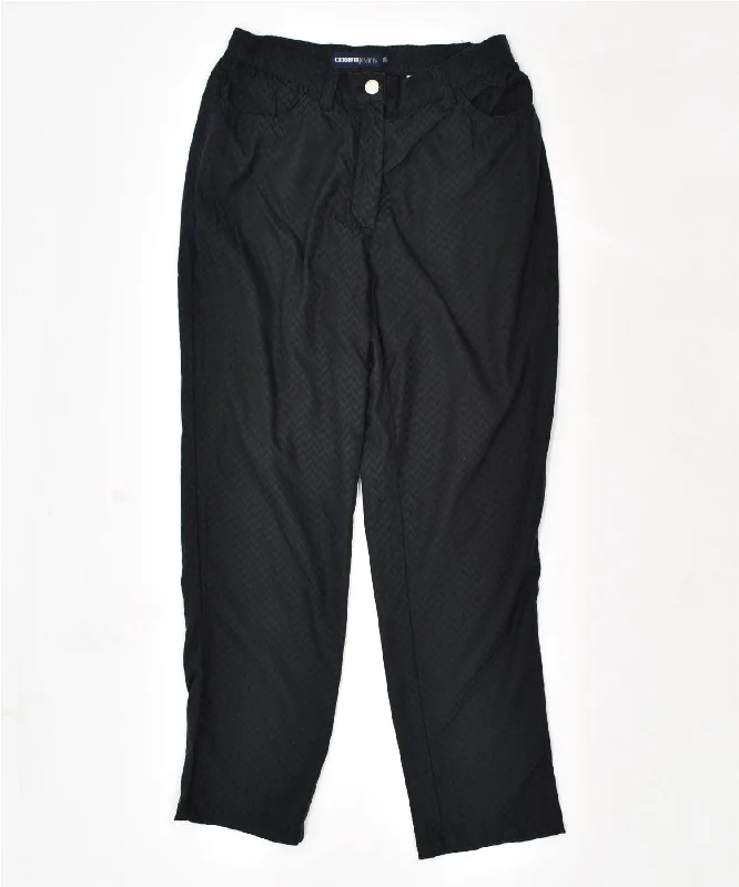 CERRUTI Womens Tapered Casual Trousers W28 L28 Black Chevron Trousers Seasonal Trendy