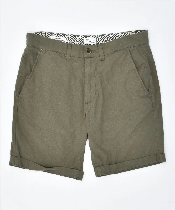 JACK & JONES Womens Chino Trousers W32 Large Khaki Cotton Trousers Culottes Wide Leg